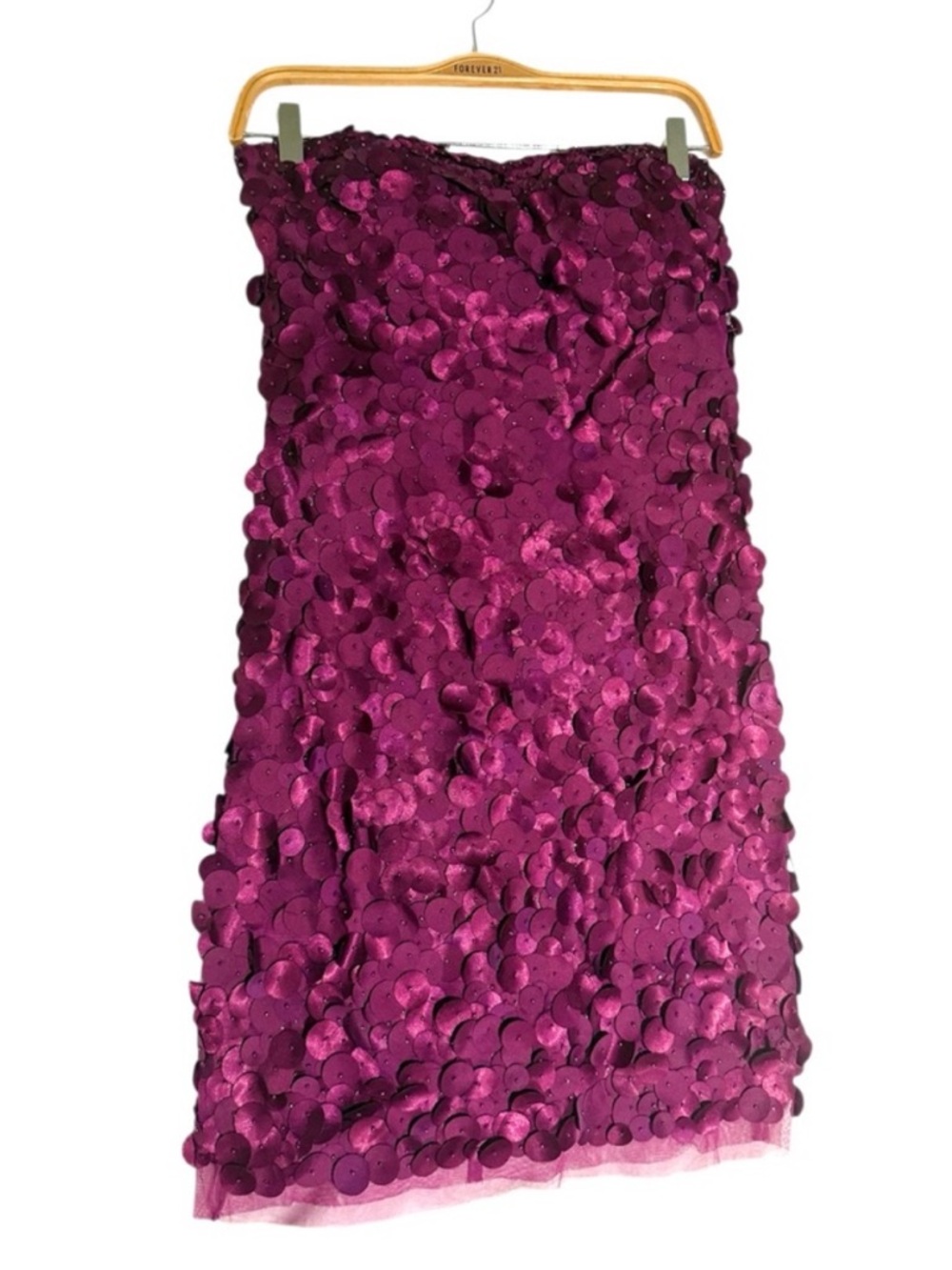 ADRIANNA PAPELL Strapless Fuchsia Floral Appliqué Cocktail Dress - Picture 7 of 8